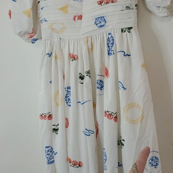 Abercrombie & Fitch Emerson Poplin Puff Sleeve Midi Dress Size XXST Novelty Prin - Picture 5 of 15